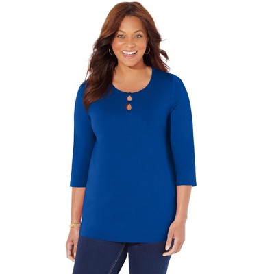 Catherines Women's Plus Size Petite Suprema Teardrop Tee