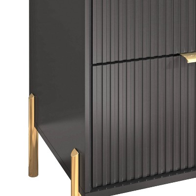 Festivo Black and Gold 2-Drawer Nightstands Set