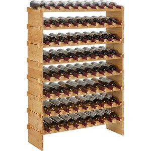 Coucheta Bamboo Wine Rack - Holds 36 Bottles, Stackable Modular Design (Natural) - 1 of 4