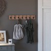 Merrick Lane 34 Inch Wall Mount Pine Wood Storage Rack with Hanging Hooks, Entryway, Kitchen, Bathroom - 3 of 4