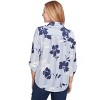 Alfred Dunner Womens Striped Flower Button Front Tie Sleeve Blouse - 2 of 4