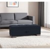 HomeRoots 52" Dark Blue and Brown Chenille Tufted Storage Ottoman - 2 of 4