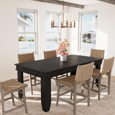 71" Farmhouse Dining Table - Seats 6-8, Gray Wood Table for Kitchen & Dining Room