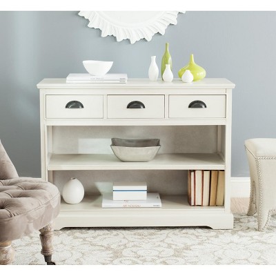 Transitional Prudence 39" White Bookshelf Console with 3 Drawers