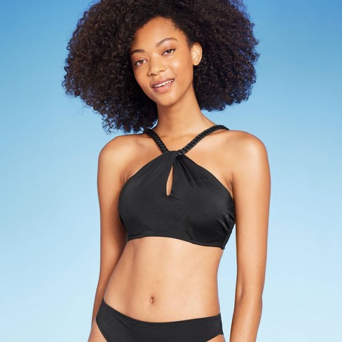 Women's High Neck Braided Strap Bikini Top - Shade & Shore™ Black 32a :  Target