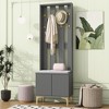 NicBex 23.6 inch Hall Tree for Hallway,4-in-1 Design Coat Racks with 8 Gold Hooks and Legs,Entryway Furniture for Hallway,Living Room,Bedroom - 2 of 4