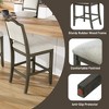 Counter Height Bar Stools Set of 2, Rubber Wood Frame Dining Chair Ergonomic Backrest - ModernLuxe - 4 of 4