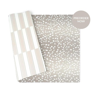 Wander & Roam Reversible Baby PlayMat - Large, Antelope + Stripe Design - Greige