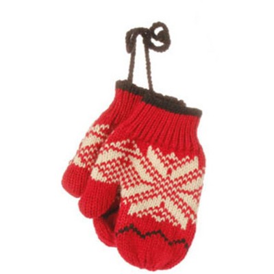 Raz Imports 5" Alpine Chic Red, Black and Cream Snowflake Nordic Design Knit Mitten Christmas Ornament