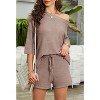 Imily Bela Women's Two Piece Sweater Set Off Shoulder Top and Shorts - 2 of 4