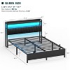 Besiost Bed Frame with Upholstered Storage Headboard, Bedframe with Charging Station and LED Light - 4 of 4