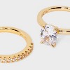 14K Gold Plated Oval Cubic Zirconia and Pave Band Wedding Ring Set 2pc - A New Day™ Gold - 3 of 3