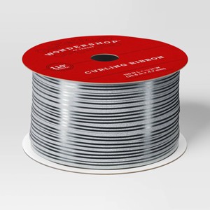 110' Christmas Curling Ribbon Silver/Black - Wondershop™ - 1 of 3