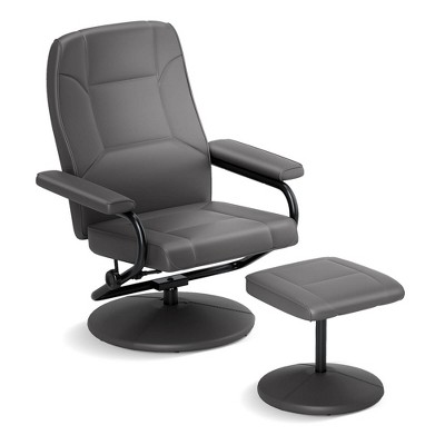 Costway Reclining Chair with Ottoman Adjustable Backrest Padded Seat Footrest for Bedroom Gray/Brown/Black
