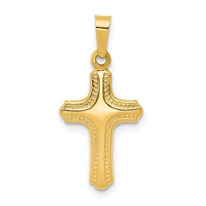 Black Bow Jewelry 14k Yellow or White Gold Hollow Flanched Cross Pendant, 11 x 24mm - 1 of 4