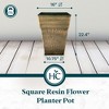 The HC Companies Avino 16 Inch Square Plastic Accent Outdoor Flower Planter Pot for Garden, Patio, Porch, Deck, or Balcony, Celtic Bronze (4 Pack) - 3 of 4