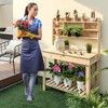 Aghana Digitals Natural Fir Wood Garden Potting Bench with Hidden Sink, Display Rack, Storage - 2 of 4