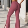Anna-Kaci Active Women's High Waist Flare Leg Yoga Pants with Side Slit Detail - 4 of 4