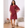INSPIRE CHIC Women's Chiffon Cape Overlay Bodycon 3/4 Sleeve V Neck Pencil Dress - 4 of 4