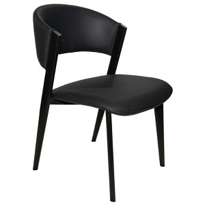 LeisureMod Upholstered Dining Chair in Leather with Black Iron Frame and Legs Aspen Series - 1 of 4