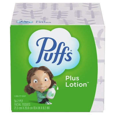 Puffs Plus Lotion Facial Tissue, 1 Cube, 56 Facial Tissues per Cube