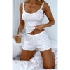Clotth Women Sexy 2 Piece Pajama Set Sleeveless Lace Trim Crop Cami Top and Shorts Pj Set Y2K Knitted striped Sleepwear Lounge Outfits - 4 of 4