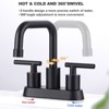 WOWOW 4 in. Centerset Double Handle 360° Rotation Spout Bathroom Faucet with Drain Kit Included - 4 of 4