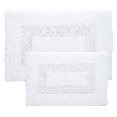Hastings Home 2-Piece Cotton Bath Mat Set - White