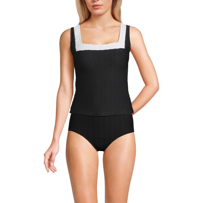 Lands' End Women's Texture Square Neck Tankini Swimsuit Top Adjustable Straps, 1 of 6