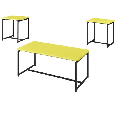 NicBex Modern Rectangle Coffee Table Set of 3 with Beveled Edges and Metal Frame for Living Room