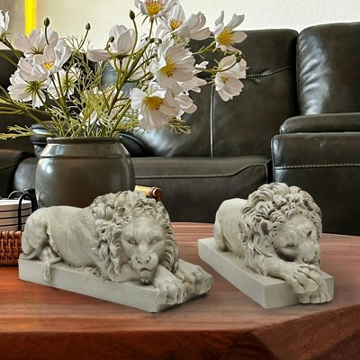 Majestic Resin Lion Statue in Faux Stone Finish
