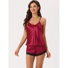 cheibear Women's Satin Sliky Sleeveless Lace Trim Camisole Tops with Shorts Pajamas Sets - 3 of 4