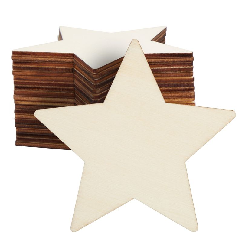 Juvale 24 Pack Wood Stars for Crafts, Unfinished Wooden Cutouts for DIY Projects, 3.8 Inches, 1 of 10