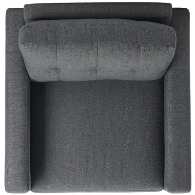 Slate Grey Tufted Linen Accent Chair with Splayed Wood Legs