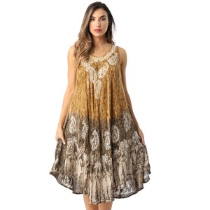 Riviera Sun Rayon Crepe Marble Sleeveless Umbrella Dress - 1 of 4