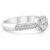 Pompeii3 1ct Cushion Halo Round Diamond Pave Engagement Ring 10k White Gold - 2 of 4