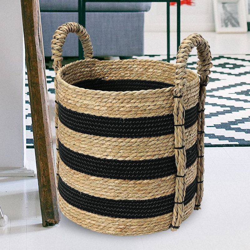 Household Essentials Braided Handle Basket Black/Natural, 3 of 9