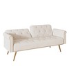 69.7" Velvet 2-Seater Foldable Sofa Bed with Gold Legs & Throw Pillow - 2 of 4
