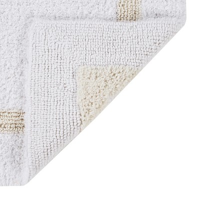 White and Ivory Cotton Tufted Reversible Bath Rug Set