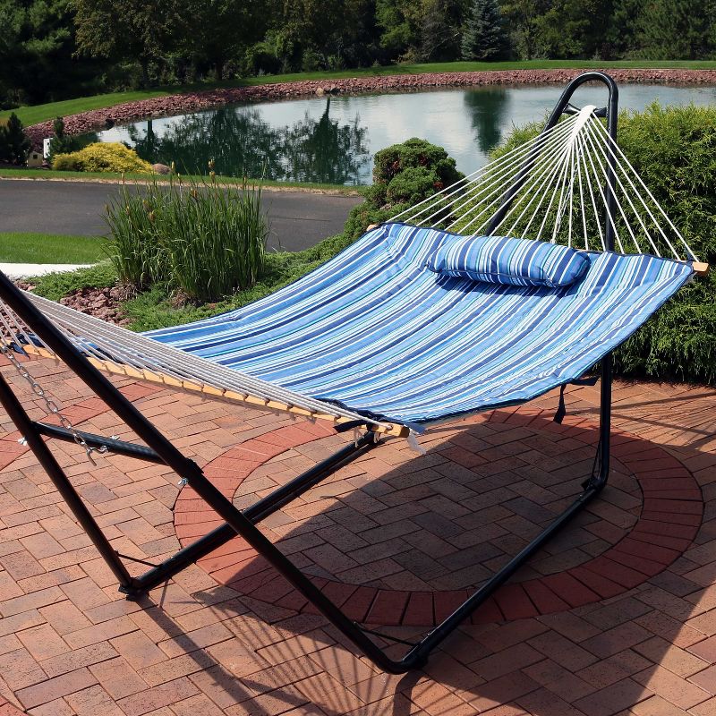 Sunnydaze Outdoor Weather-Resistant Polyester Quilted Hammock Cushion Pad and Hammock Pillow with Ties, 2 of 12