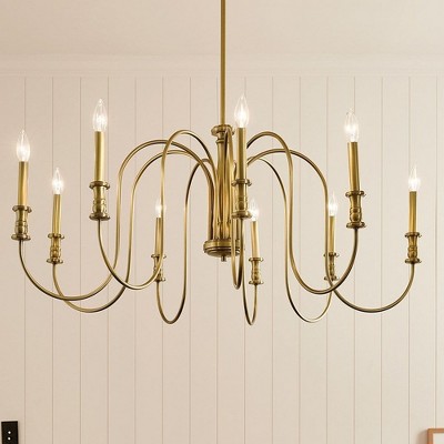 Karthe 42" 9-Light Natural Brass Candle Chandelier