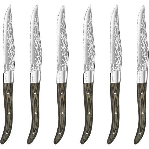 Ronco 4 Piece Steak Knife Set Stainless-Steel Serrated Blades Full-Tang Knives