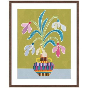 Kate and Laurel Framed Art Snowdrops the January Birth Flower by Rachel Lee, 34x42, Florence Medium Brown - 1 of 4
