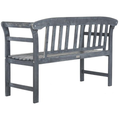 Transitional Ash Grey Acacia Wood 2-Seat Outdoor Bench