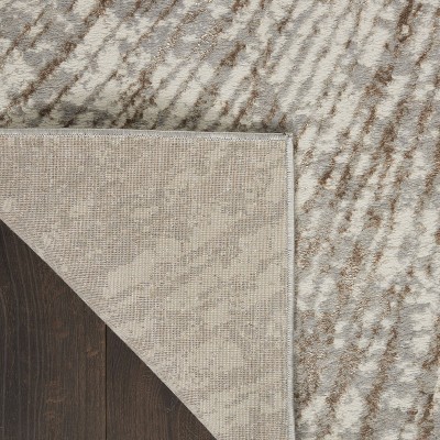 Gray and Beige Abstract Synthetic 5' x 7' Area Rug