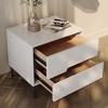 POVISON Modern Bedroom Nightstand, White Nightstand with Two Pine Wood Drawers, 19.69 Inches - 3 of 4