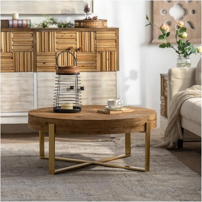 Coucheta Coffe Coffee Table, 31inch, Gold Natural-31.29inch