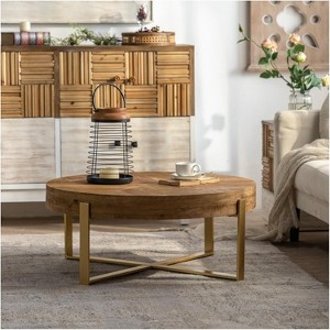 Coucheta Coffe Coffee Table, 31inch, Gold Natural-31.29inch - 1 of 4