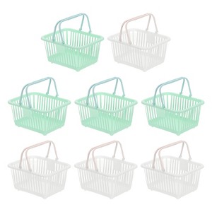 Unique Bargains Plastic Grocery Shopping Toy Storage Mini Decorative Baskets 6.3" x 3.5" x 5.1" 8 Pcs - 1 of 4