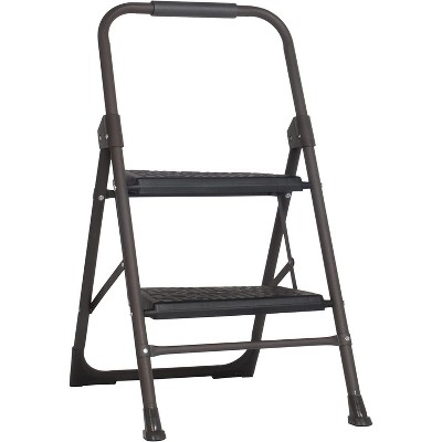 Cesicia Black 2-Step Folding Ladder with Wide Anti-Slip Pedal